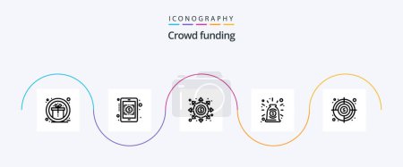 Téléchargez les illustrations : Crowdfunding Line 5 Icon Pack Including goal. deal. black hole. contract. agreement - en licence libre de droit