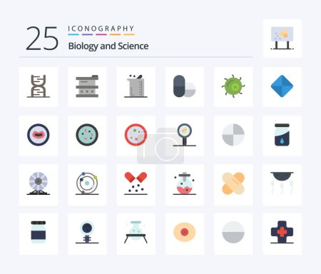 Illustration for Biology 25 Flat Color icon pack including cell. pills. hazardous. laboratory. biology - Royalty Free Image