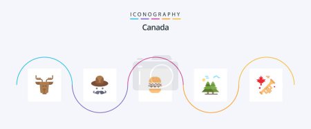 Illustration for Canada Flat 5 Icon Pack Including speaker. scandinavia. food. pine trees. arctic - Royalty Free Image