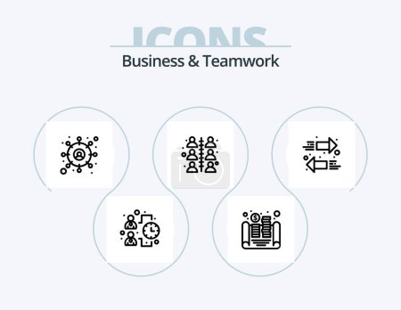 Illustration for Business And Teamwork Line Icon Pack 5 Icon Design. store. building. employee. target customer. seo - Royalty Free Image