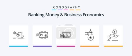 Illustration for Banking Money And Business Economics Line 5 Icon Pack Including flow. circulation. vision. prediction. forecast. Creative Icons Design - Royalty Free Image