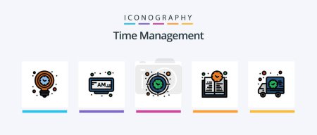 Illustration for Time Management Line Filled 5 Icon Pack Including time. case. time. business. watch. Creative Icons Design - Royalty Free Image
