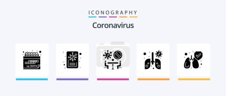 Téléchargez les illustrations : Coronavirus Glyph 5 Icon Pack Including clean. protect. banned. virus. anatomy. Creative Icons Design - en licence libre de droit