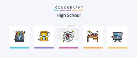 Illustration for High School Line Filled 5 Icon Pack Including abacus. geography. book. education. write. Creative Icons Design - Royalty Free Image