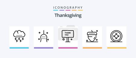 Illustration for Thanks Giving Line 5 Icon Pack Including lightning. autumn. corkscrew. thanksgiving. fall. Creative Icons Design - Royalty Free Image