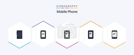 Téléchargez les illustrations : Mobile Phone 25 FilledLine icône pack y compris. androïde. - en licence libre de droit