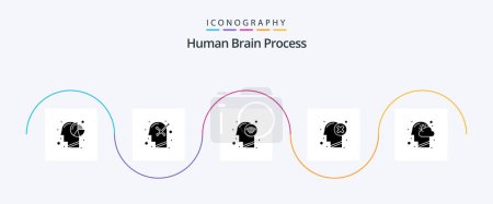 Illustration for Human Brain Process Glyph 5 Icon Pack Including mark. head. human mind. failure. wifi signal - Royalty Free Image