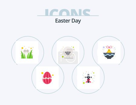 Illustration for Easter Flat Icon Pack 5 Icon Design. cart. spring. egg. sheep. easter - Royalty Free Image