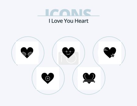 Ilustración de Corazón Glyph Icon Pack 5 Icon Diseño. favorito. Amor. Amor. Corazón. feliz - Imagen libre de derechos