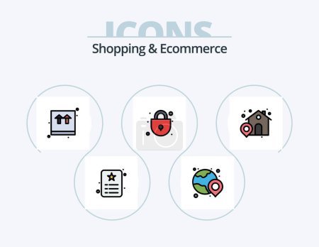 Illustration for Shopping and Ecommerce Line Filled Icon Pack 5 Icon Design. store. outlet. maritime shipment. marketplace. shopping advertisement - Royalty Free Image