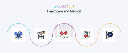 Illustration for Medical Line Filled Flat 5 Icon Pack Including pharmacy. hospital signboard. medical pills. hospital sign. transfusion - Royalty Free Image