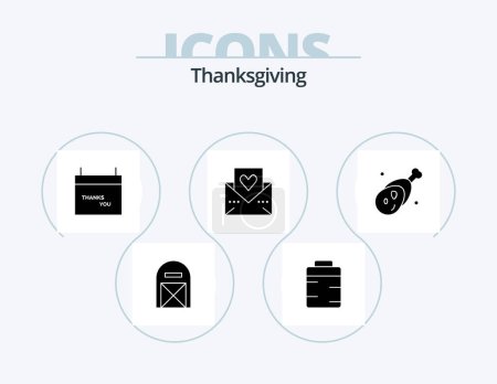 Illustration for Thanks Giving Glyph Icon Pack 5 Icon Design. thanksgiving. love letter. giving. love. thanksgiving - Royalty Free Image