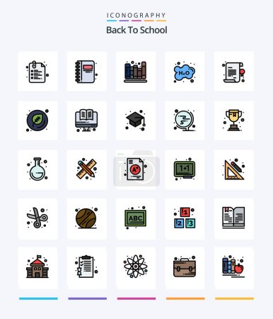 Illustration for Creative Back To School 25 Line FIlled icon pack  Such As back to school. school. back to school. learning. cloud - Royalty Free Image