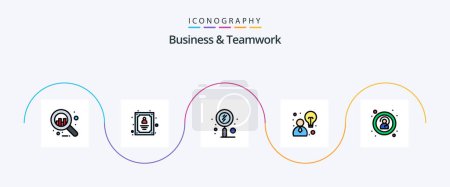 Téléchargez les illustrations : Business And Teamwork Line Filled Flat 5 Icon Pack Including unknown. anonymity. scan. strategy. business - en licence libre de droit