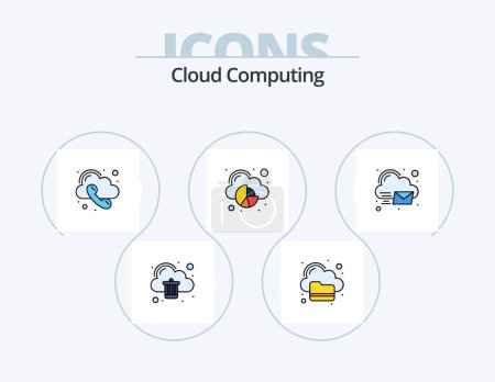 Téléchargez les illustrations : Cloud Computing Line Filled Icon Pack 5 Icon Design. mail. tool. cloud. repair. cloud - en licence libre de droit