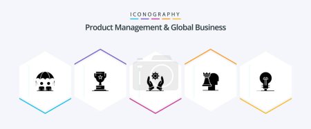 Ilustración de Product Managment And Global Business 25 Glyph icon pack including definnig. strategic. business. modern. business - Imagen libre de derechos