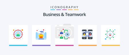 Illustration for Business And Teamwork Flat 5 Icon Pack Including . target. effectiveness. customer. calling. Creative Icons Design - Royalty Free Image