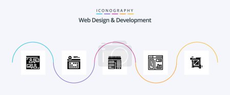 Téléchargez les illustrations : Web Design And Development Glyph 5 Icon Pack Including paint . design . clock . calendar - en licence libre de droit