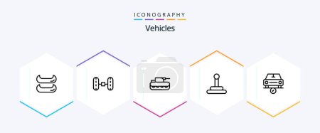Illustration for Vehicles 25 Line icon pack including . ok. tank. done. checked - Royalty Free Image