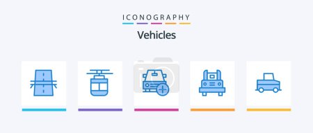 Téléchargez les illustrations : Vehicles Blue 5 Icon Pack Including transport. bus. transportation. vehicles. more. Creative Icons Design - en licence libre de droit