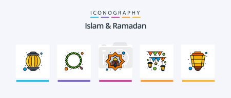 Illustration for Islam And Ramadan Line Filled 5 Icon Pack Including bowl. person. dates. muslim. cloud. Creative Icons Design - Royalty Free Image