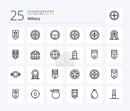 Illustration for Military 25 Line icon pack including timer. bomb. award. stripe. military - Royalty Free Image
