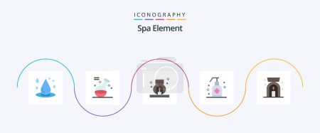 Ilustración de Spa Element Flat 5 Icon Pack Including aroma spa lamp. soap. spa. foam. spa - Imagen libre de derechos