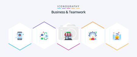 Illustration for Business And Teamwork 25 Flat icon pack including concept. business. shop. work. community - Royalty Free Image
