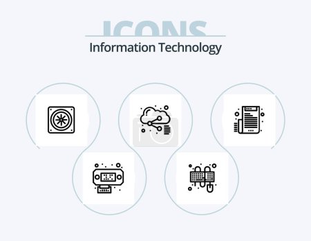 Téléchargez les illustrations : Information Technology Line Icon Pack 5 Icon Design. . symmetric. computing. keys. transmitter - en licence libre de droit