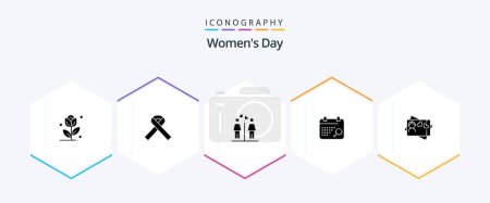 Illustration for Womens Day 25 Glyph icon pack including womens. signs. cancer. washroom. love - Royalty Free Image
