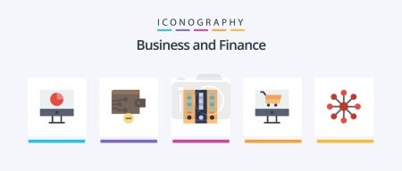 Illustration for Finance Flat 5 Icon Pack Including finance. shop. archive. online. cart. Creative Icons Design - Royalty Free Image