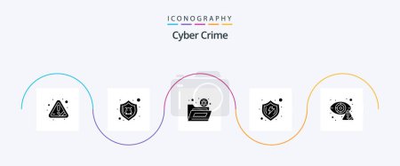 Ilustración de Cyber Crime Glyph 5 Icon Pack Including verify. secure. bug. safe. virus - Imagen libre de derechos
