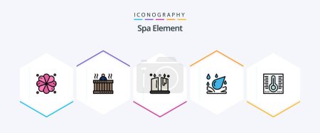 Ilustración de Spa Element 25 FilledLine icon pack including spa. mercury. candle. element. water drop - Imagen libre de derechos