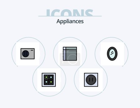 Ilustración de Línea de electrodomésticos llenado Icon Pack 5 Icon Design. casa. A casa. casa. electrodomésticos. electrodomésticos - Imagen libre de derechos