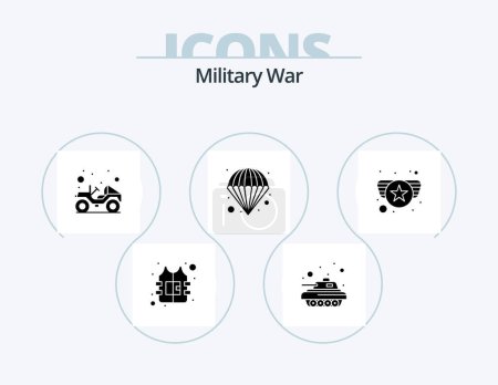 Ilustración de Military War Glyph Icon Pack 5 Icon Design. badge. jeep. parachute. atomic - Imagen libre de derechos