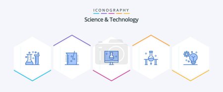Téléchargez les illustrations : Science And Technology 25 Blue icon pack including deep learning. artificial intelligence. echography. science lab. science - en licence libre de droit