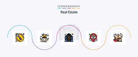 Illustration for Real Estate Line Filled Flat 5 Icon Pack Including real. estate. building. estate. map - Royalty Free Image
