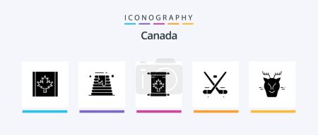 Ilustración de Canada Glyph 5 Icon Pack Incluyendo el Ártico. Juegos Olímpicos. otoño. hielo. juego. Diseño de iconos creativos - Imagen libre de derechos