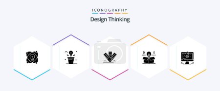 Ilustración de Design Thinking 25 Glyph icon pack including idea. package. plant. box. pms - Imagen libre de derechos