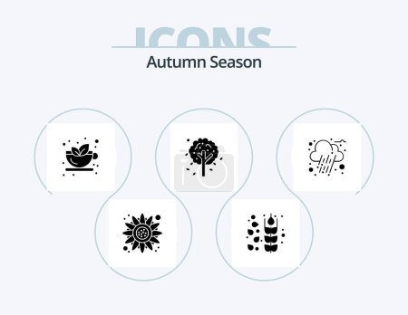 Ilustración de Autumn Glyph Icon Pack 5 Icon Design. .. nube. Bebe. otoño. hoja - Imagen libre de derechos