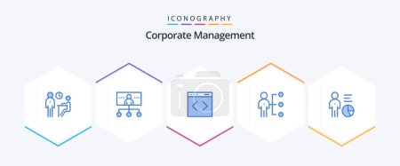 Ilustración de Corporate Management 25 Paquete de iconos azul incluyendo persona. empleado. gestión. habilidades. sistema - Imagen libre de derechos
