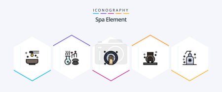 Illustration for Spa Element 25 FilledLine icon pack including cleaning. scent. treatment. relax. spa - Royalty Free Image