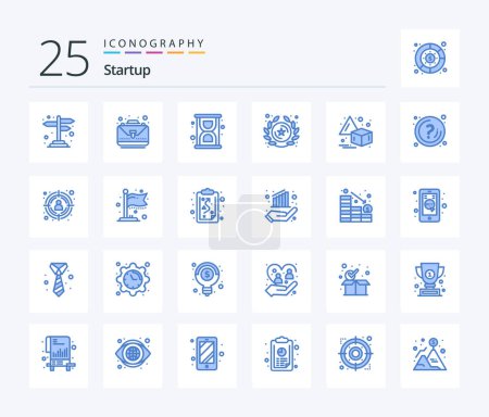 Ilustración de Paquete de iconos Startup 25 Blue Color incluyendo transform. Dale la vuelta. reloj de arena. Estrella. insignia - Imagen libre de derechos