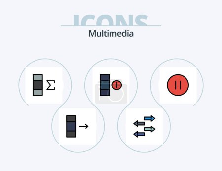 Illustration for Multimedia Line Filled Icon Pack 5 Icon Design. . data. backward. column. sort - Royalty Free Image