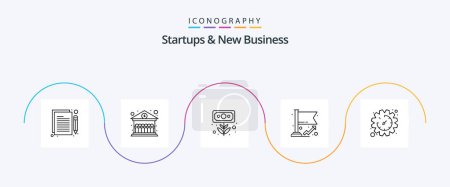Téléchargez les illustrations : Startups et nouveau Business Line 5 Icon Pack Y compris le temps. succès. monnaie. graphique. paiement - en licence libre de droit