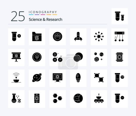 Téléchargez les illustrations : Science 25 Solid Glyph icon pack including movement. neuron. medical. network. ship - en licence libre de droit