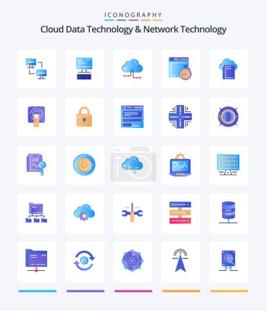 Ilustración de Creative Cloud Data Technology And Network Technology 25 Flat icon pack  Such As file . computing. cloud. compass. file - Imagen libre de derechos