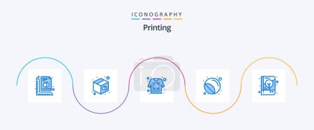 Illustration for Printing Blue 5 Icon Pack Including stamp. printer. print. print. sketch - Royalty Free Image