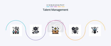 Téléchargez les illustrations : Talent Management Line Filled Flat 5 Icon Pack Including setting. cog. left. delivery. star - en licence libre de droit