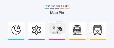 Téléchargez les illustrations : Map Pin Line 5 Icon Pack Including . train. patient. subway. maps. Creative Icons Design - en licence libre de droit